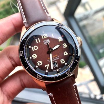 TAG Heuer Rubber Watch Band Replacement Autavia Isograph Mechanical Movement Red 42mm Watch